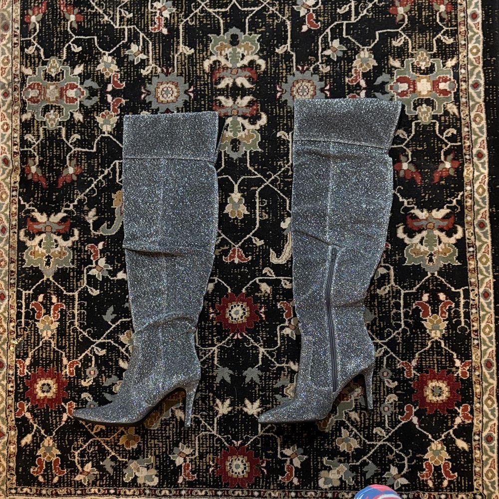 Brash Silver Over the Knee Boots
